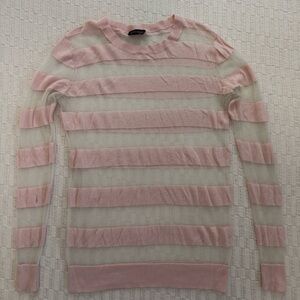 Vintage Topshop Light Pink Sheer Striped Crew Neck Sweater